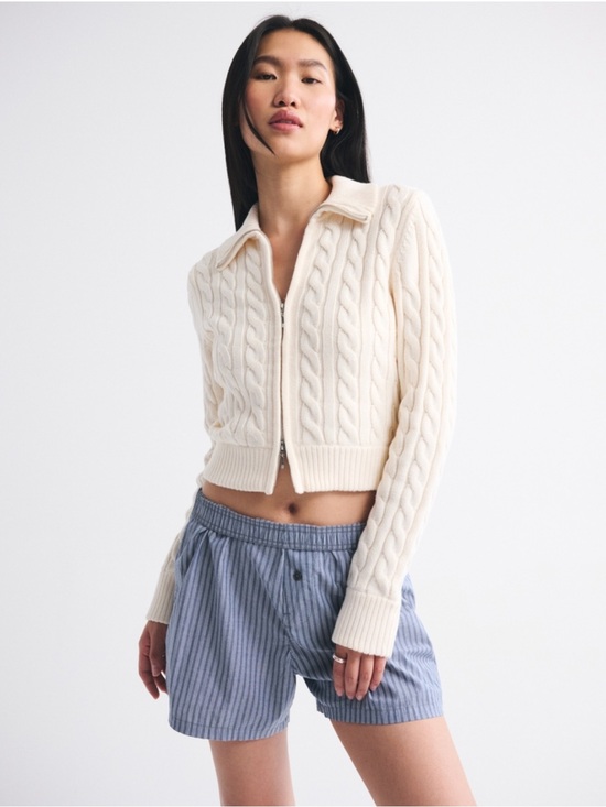 Abercrombie & Fitch Sweaters - double zipper cable-knit cardigan